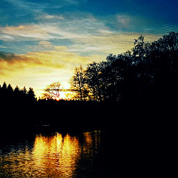 sunset beautiful lakeside silhouette